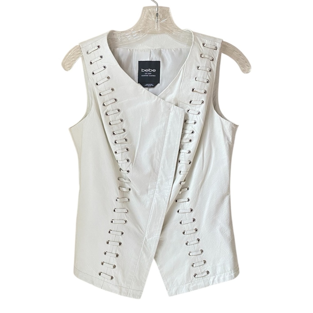 Vintage Y2K bebe White Leather Vest